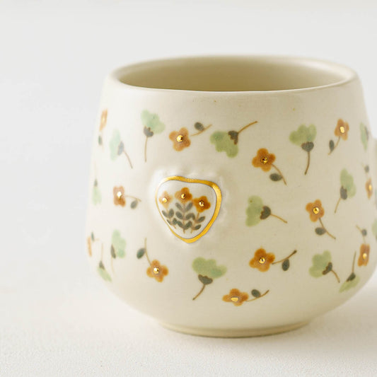 Cup relief flower orange green | Ayano Arai