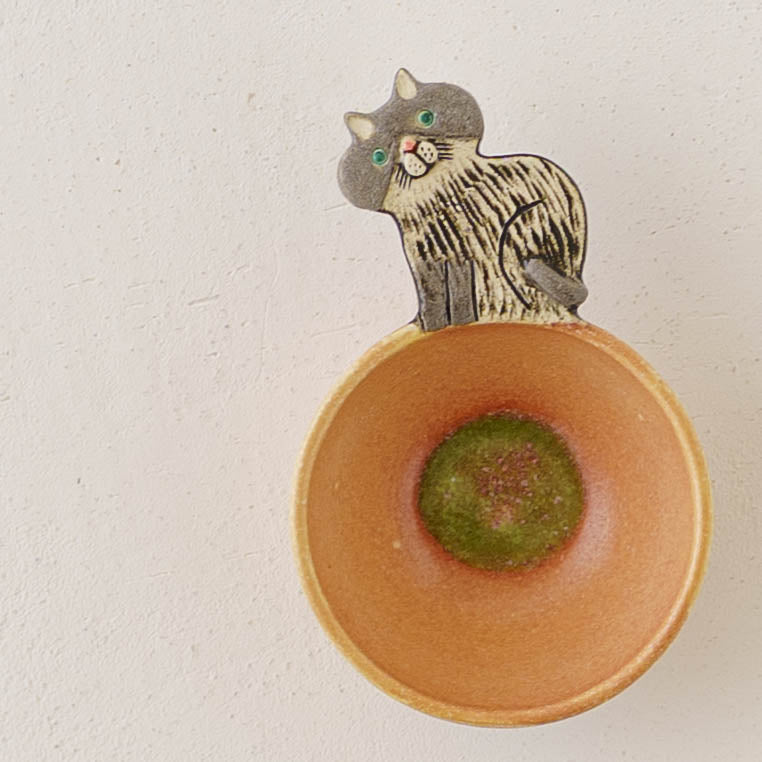 コーヒーメジャースプーン ねこ サーモンピンク|poetoria 種田ゆか