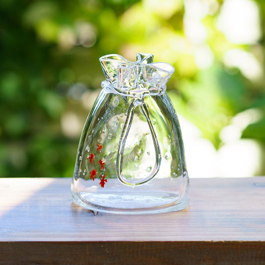 Goldfish drawstring vase clear M | Gokurakuji Glass Studio