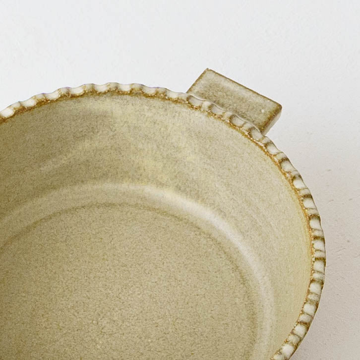 Edged Gratin Dish White/Green|Oka Hiromi