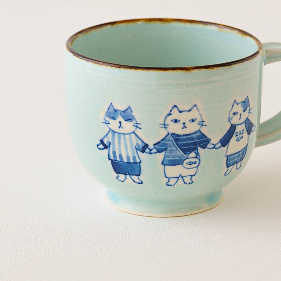 マグカップ 水色 ねこーず|喜多代京子