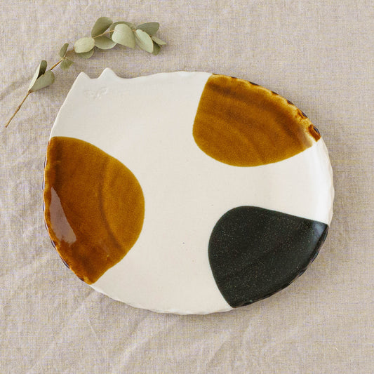 Cat plate L calico | Atelier Monora
