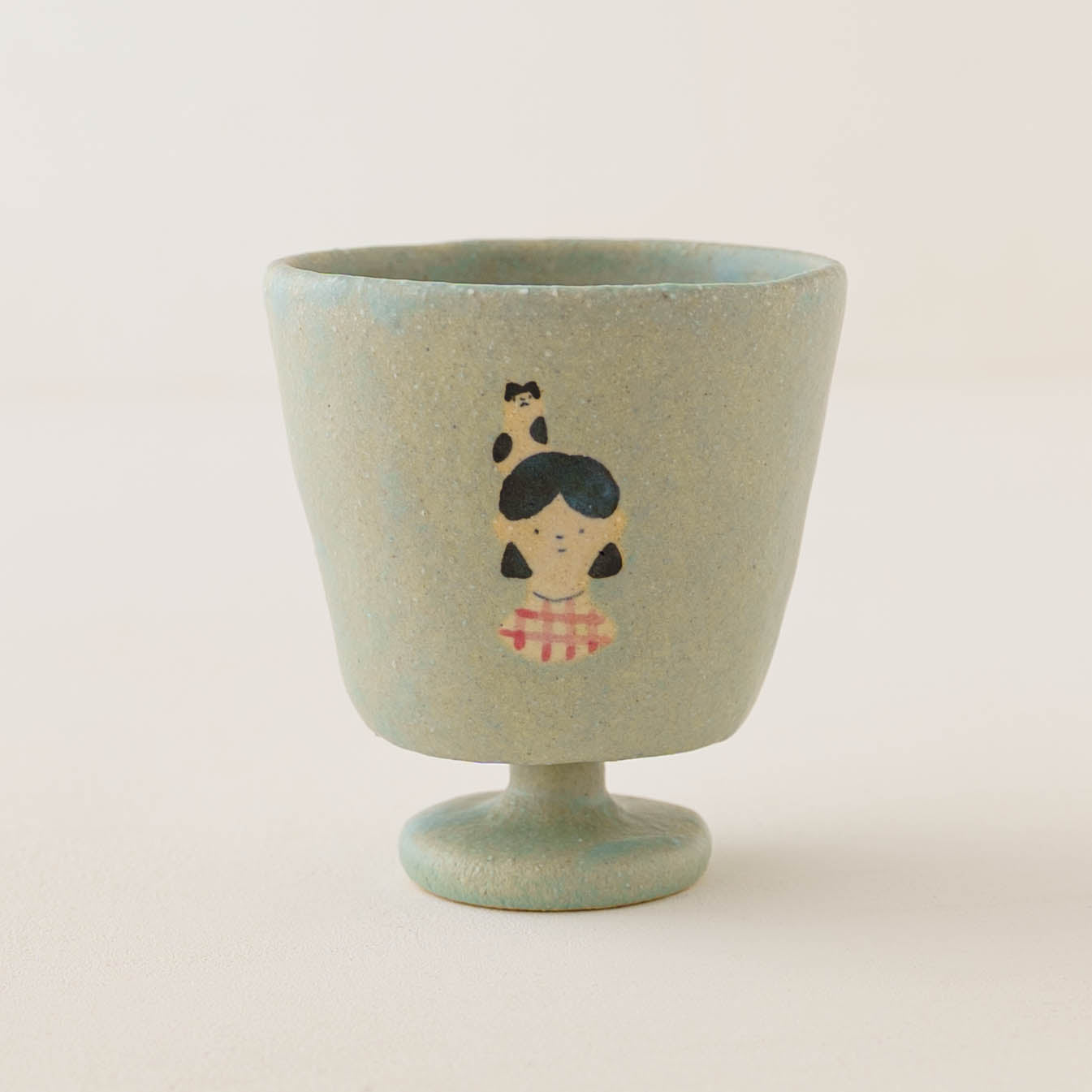 Cup Cat and girl light blue | Aya Watanuki