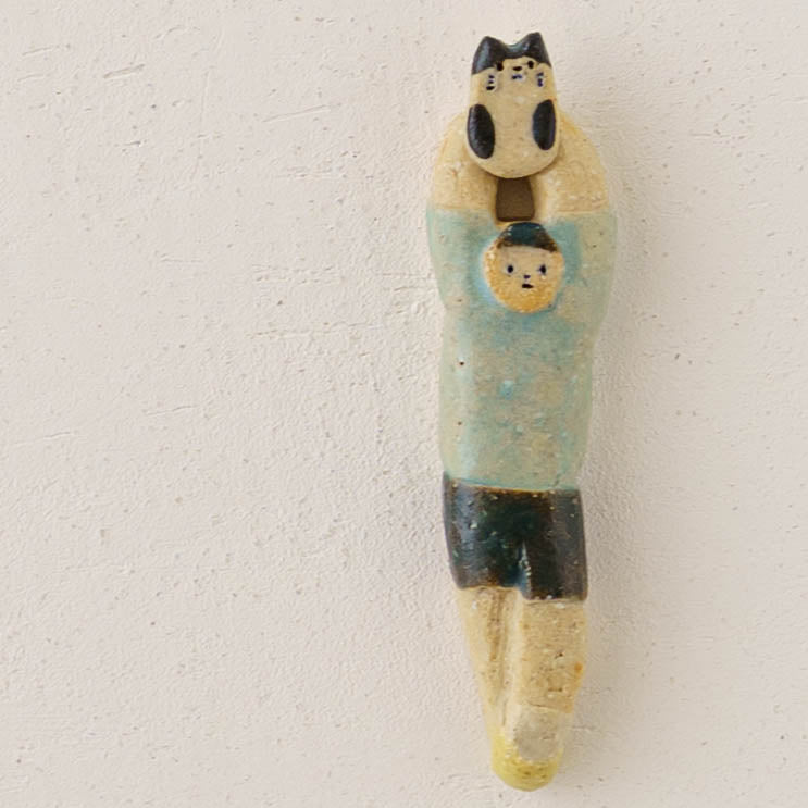 はしおき　ねこと少年　水色｜綿貫彩