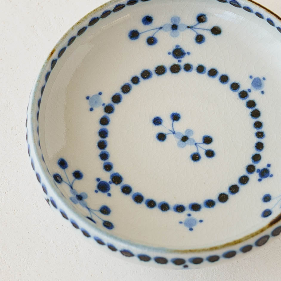 12cm plate small flower Blue｜Tosai gama