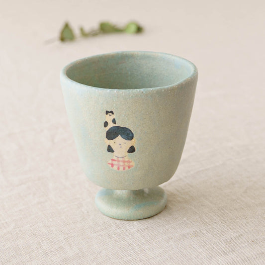 Cup Cat and girl light blue | Aya Watanuki