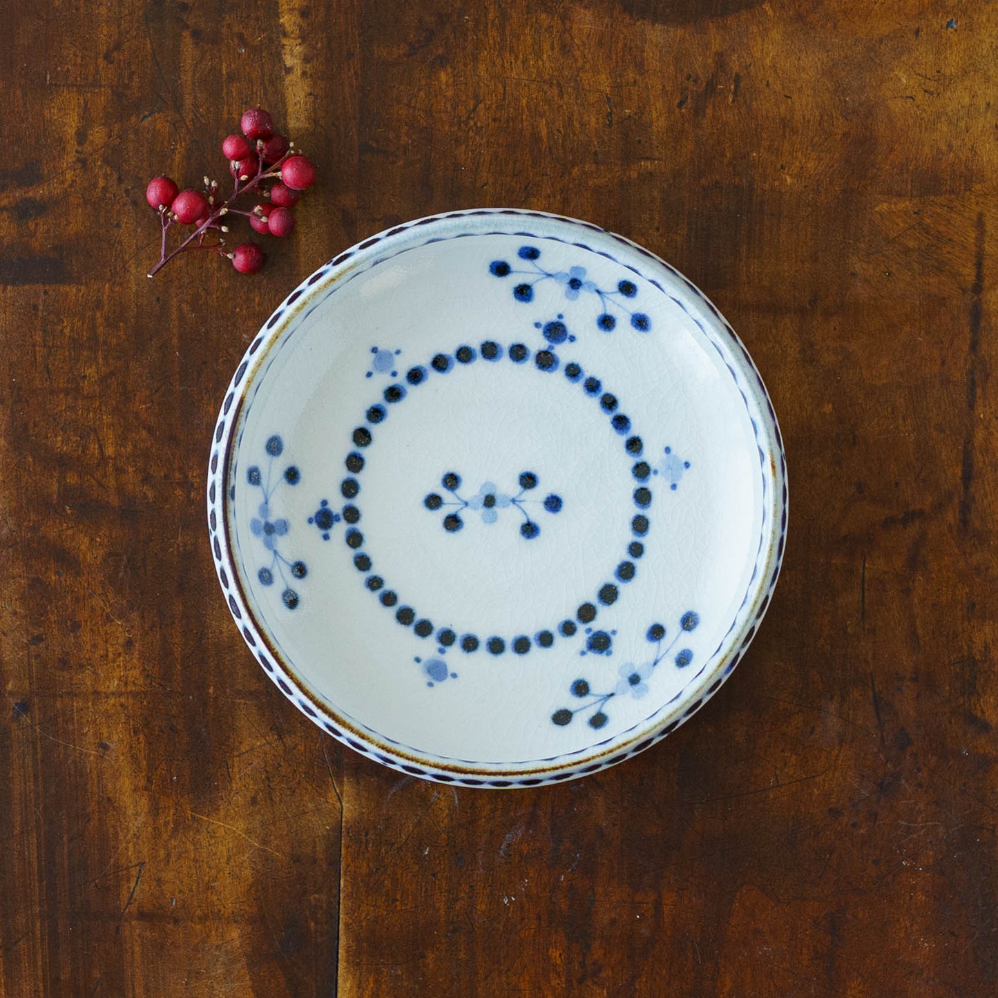 12cm plate small flower Blue｜Tosai gama