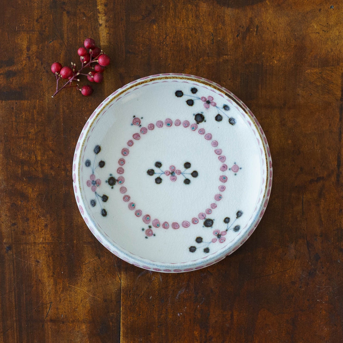 12cm plate small flower Red｜Tosai gama