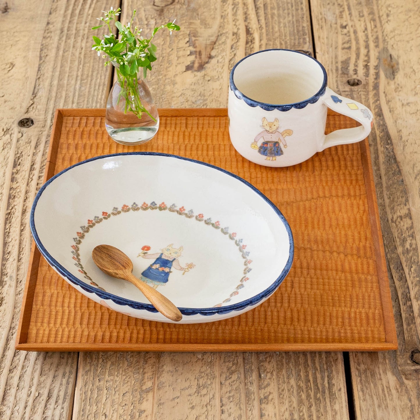 くまねこオーバルカレー皿　C｜長浜由起子（やぶから房）