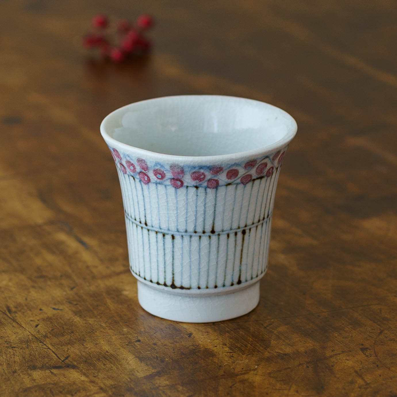 Teacup old Tobe pattern  Red | Tosai gama