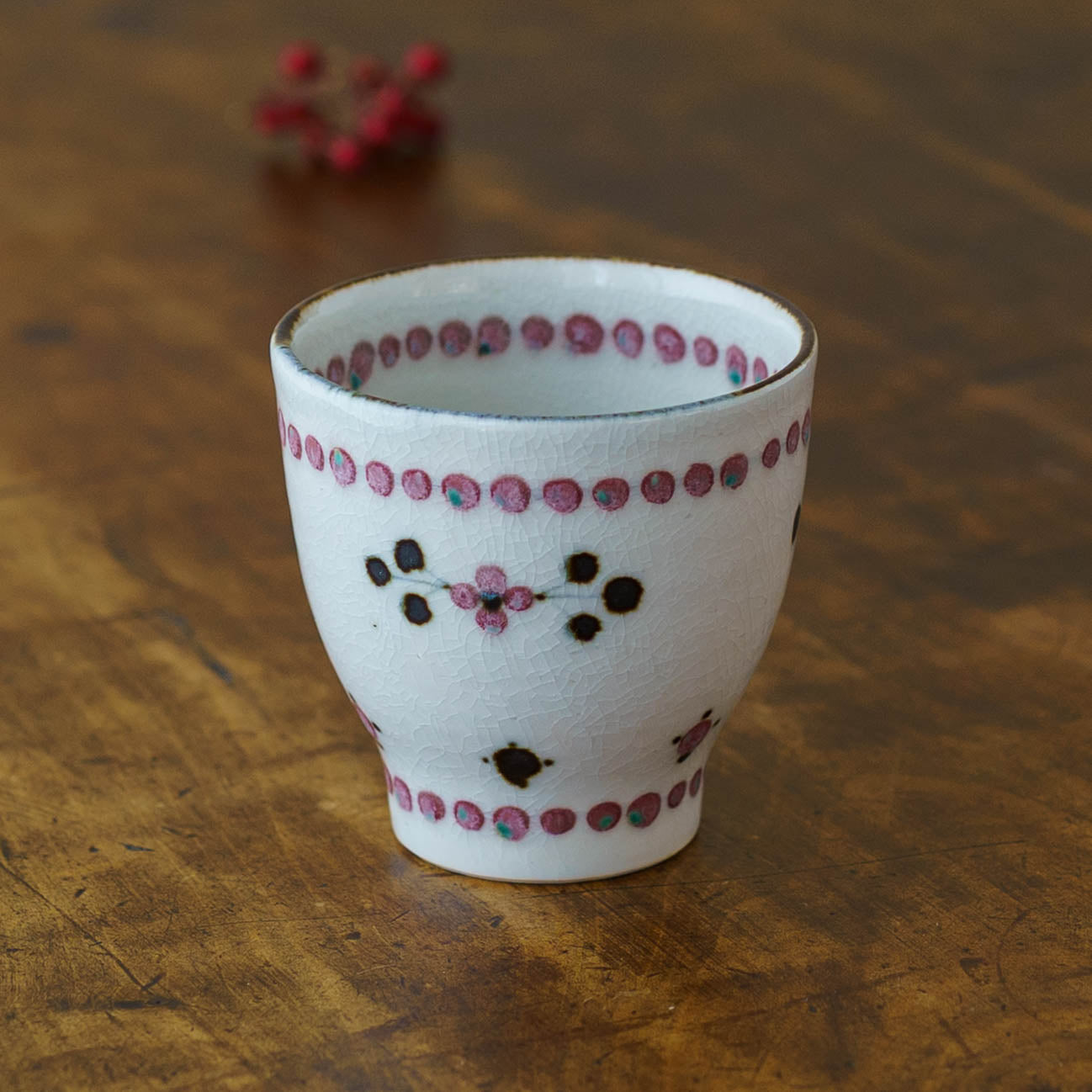 Tea cup small flower Red｜Tosai gama