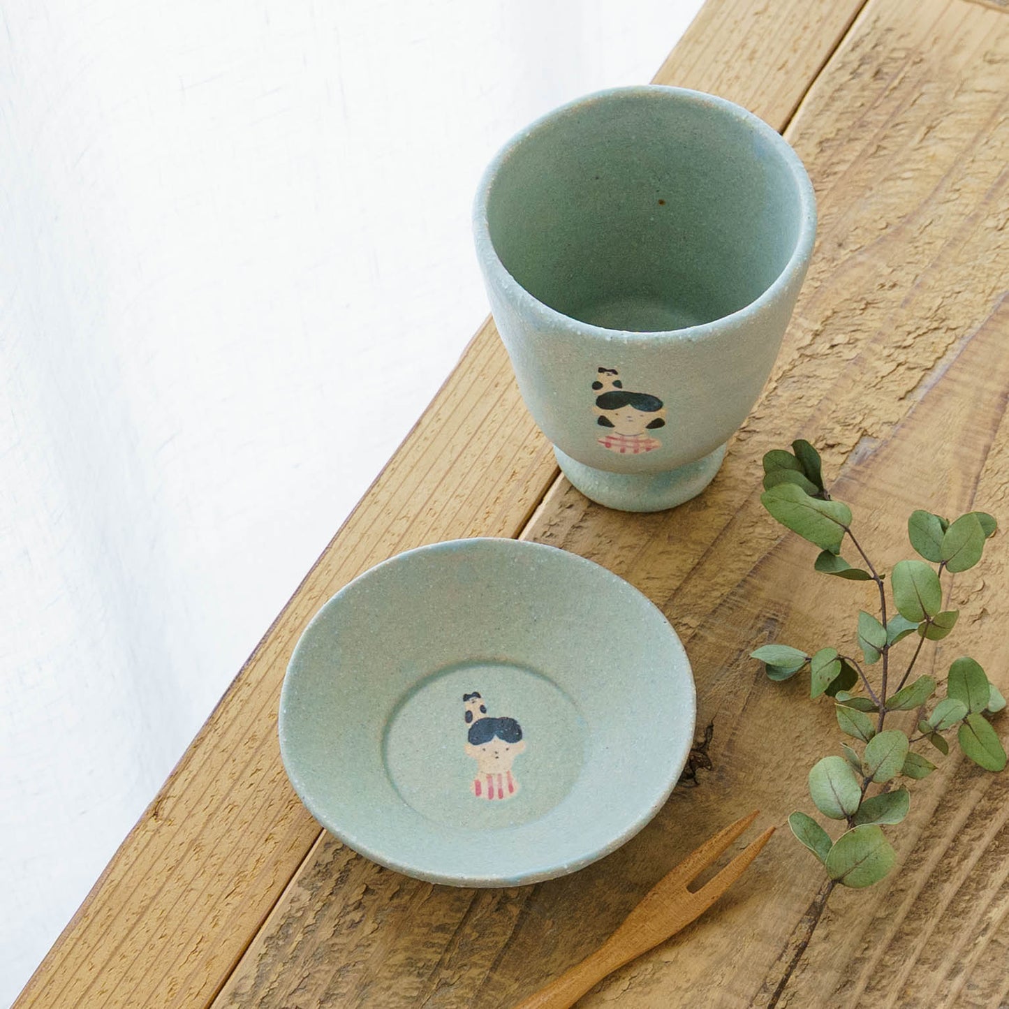 Cup Cat and girl light blue | Aya Watanuki
