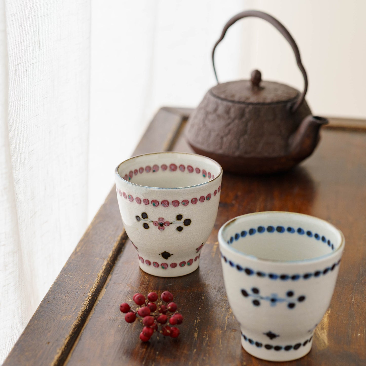 Tea cup small flower Red｜Tosai gama