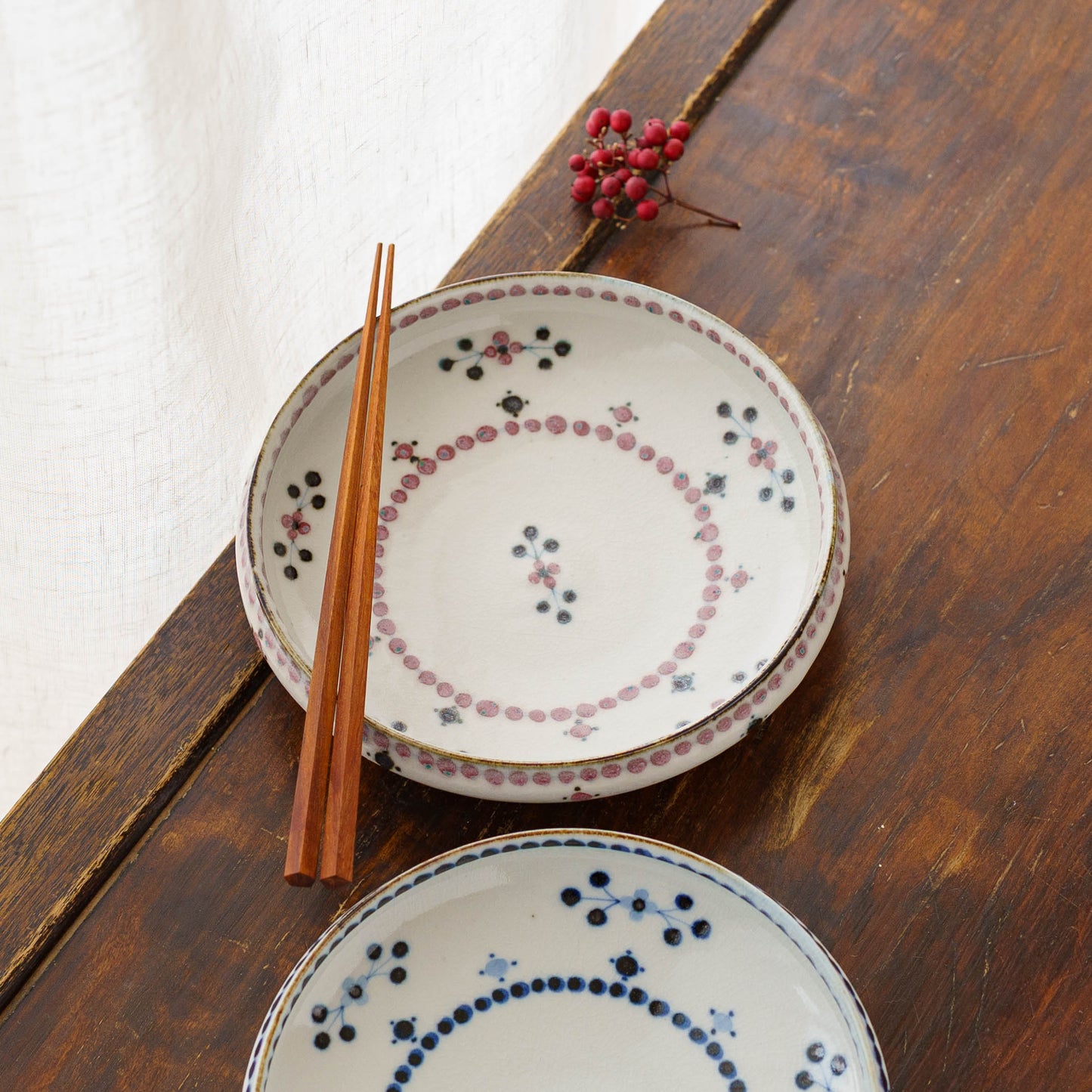18cm plate small flower Red｜Tosai gama