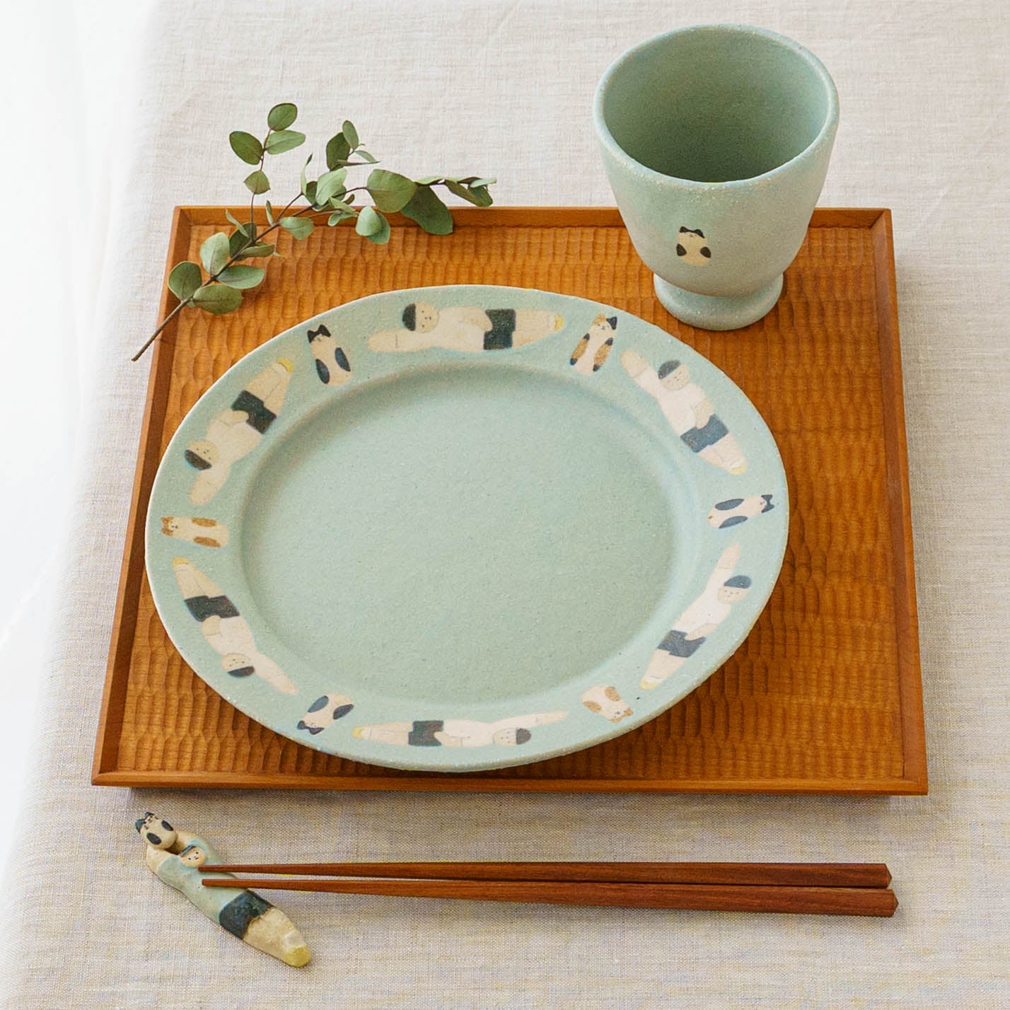 Cup Cat and girl light blue | Aya Watanuki