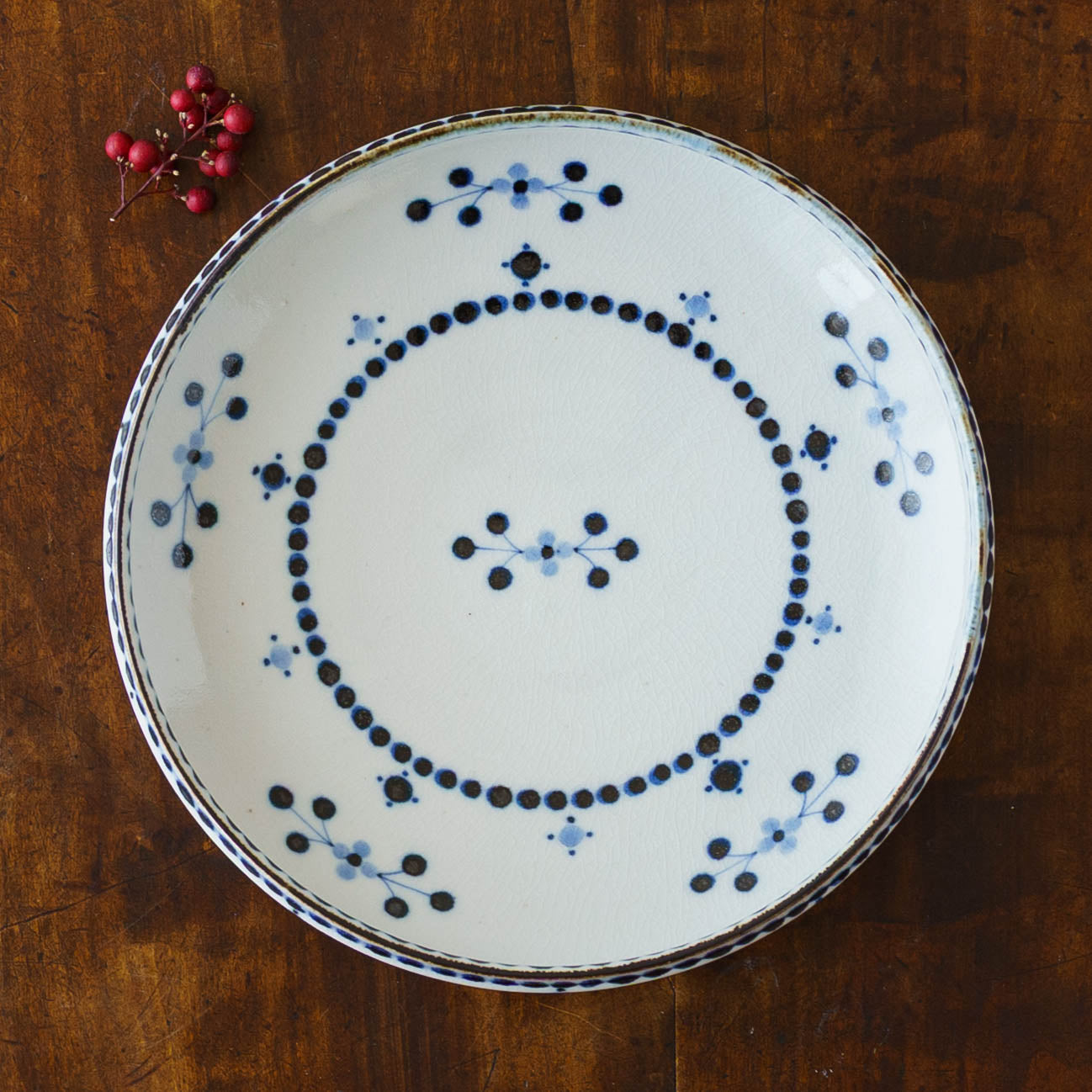 21cm plate small flower Blue｜Tosai gama