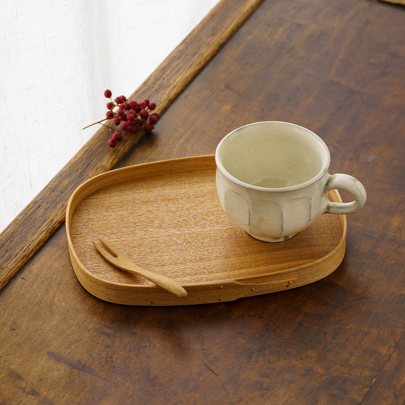 Round Corner mini tray ash  | Tomoharu Funahashi