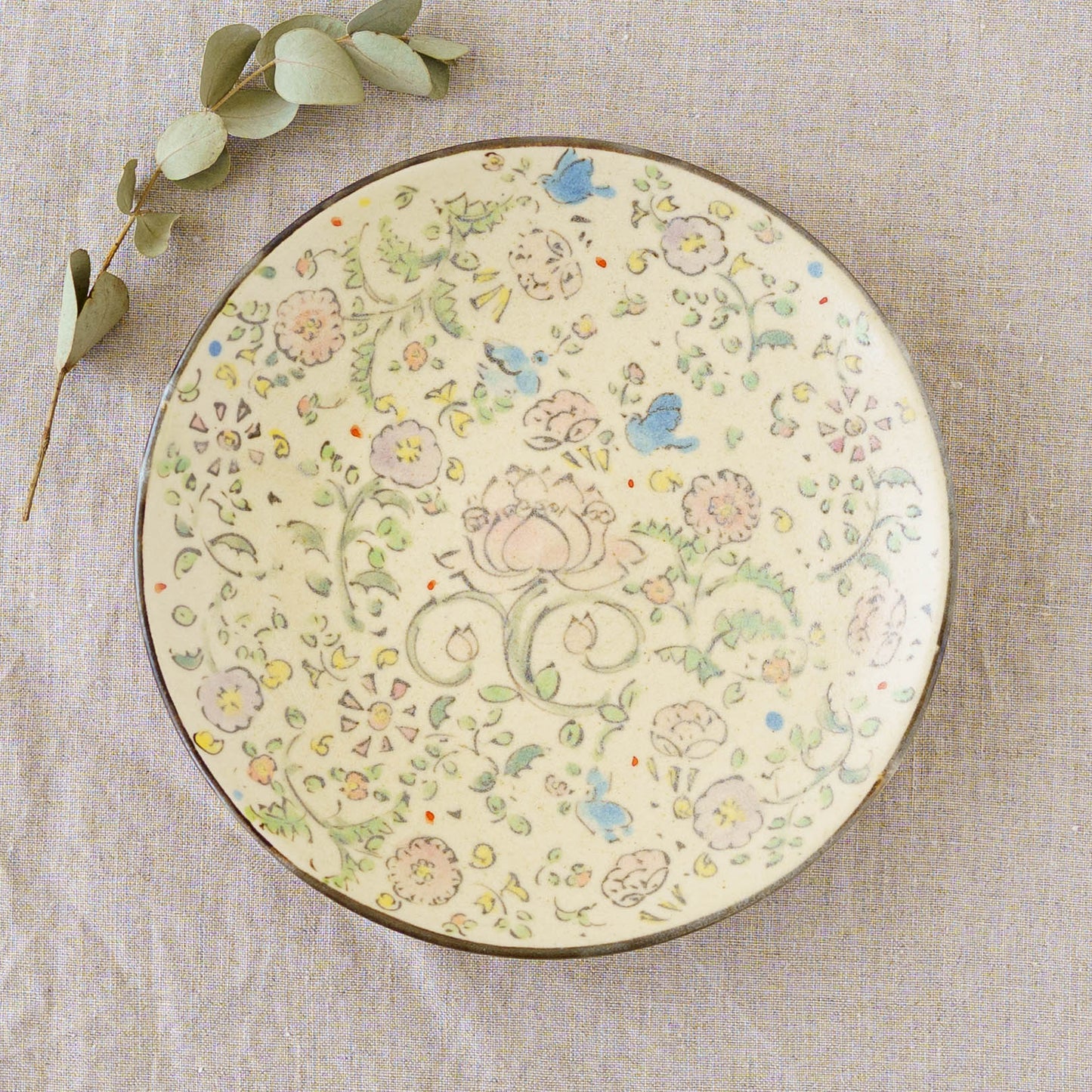 Lotusブルーバード更紗皿｜ははみや