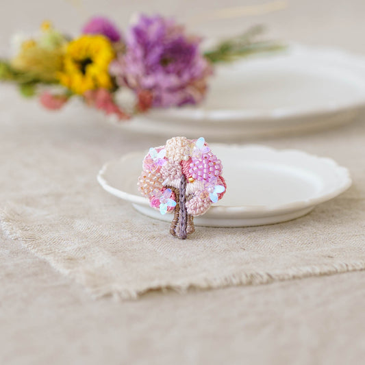 刺繍ブローチ　満開の桜｜あおのいえ