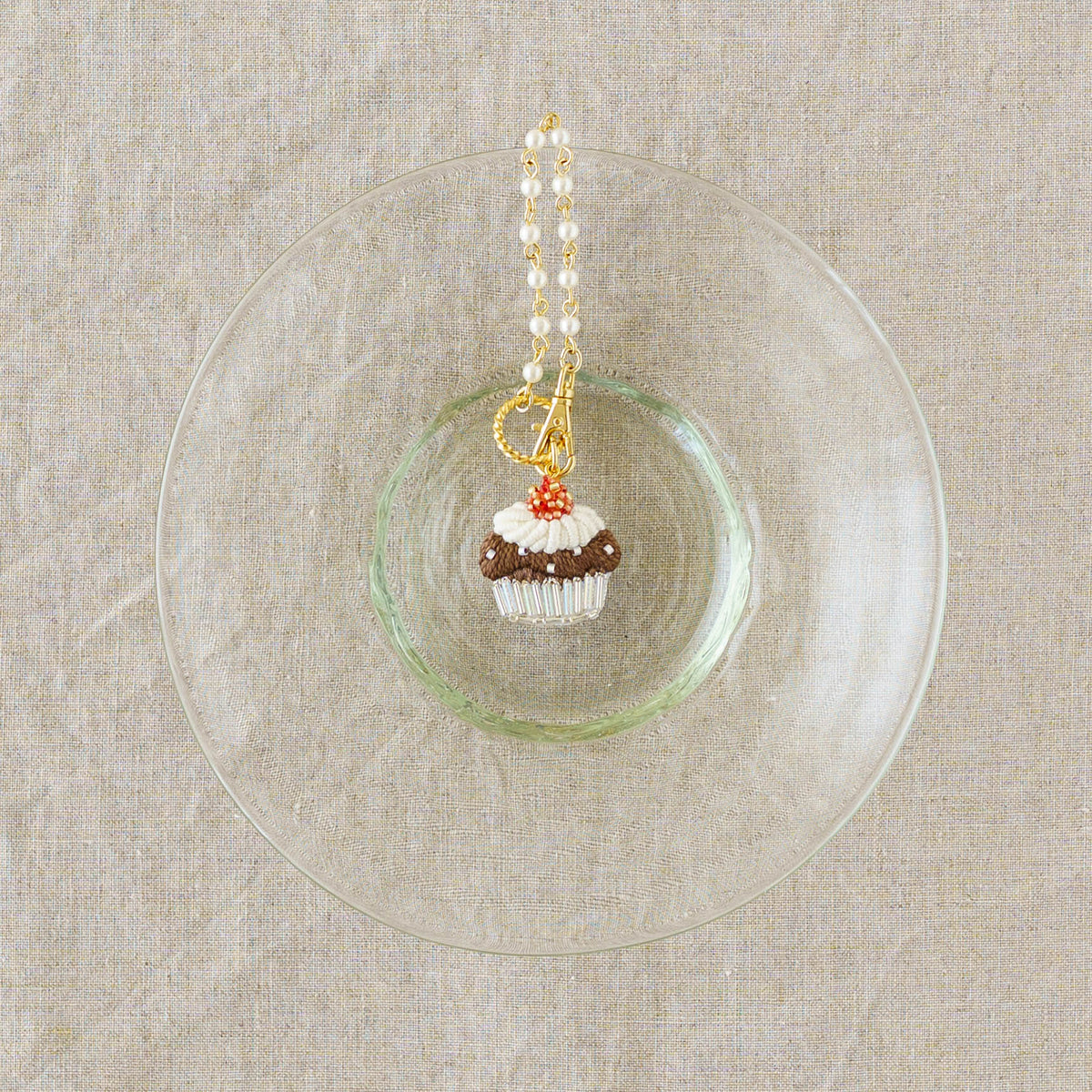Embroidered Bag Charm Chocolate Cupcake | Aonoie