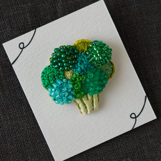 刺繍ブローチ　ブロッコリー｜あおのいえ