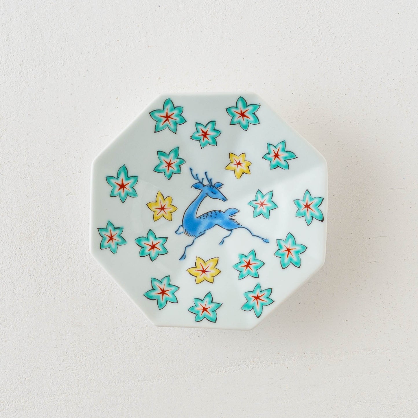 Octagonal plate deer S | Yoshida Ware