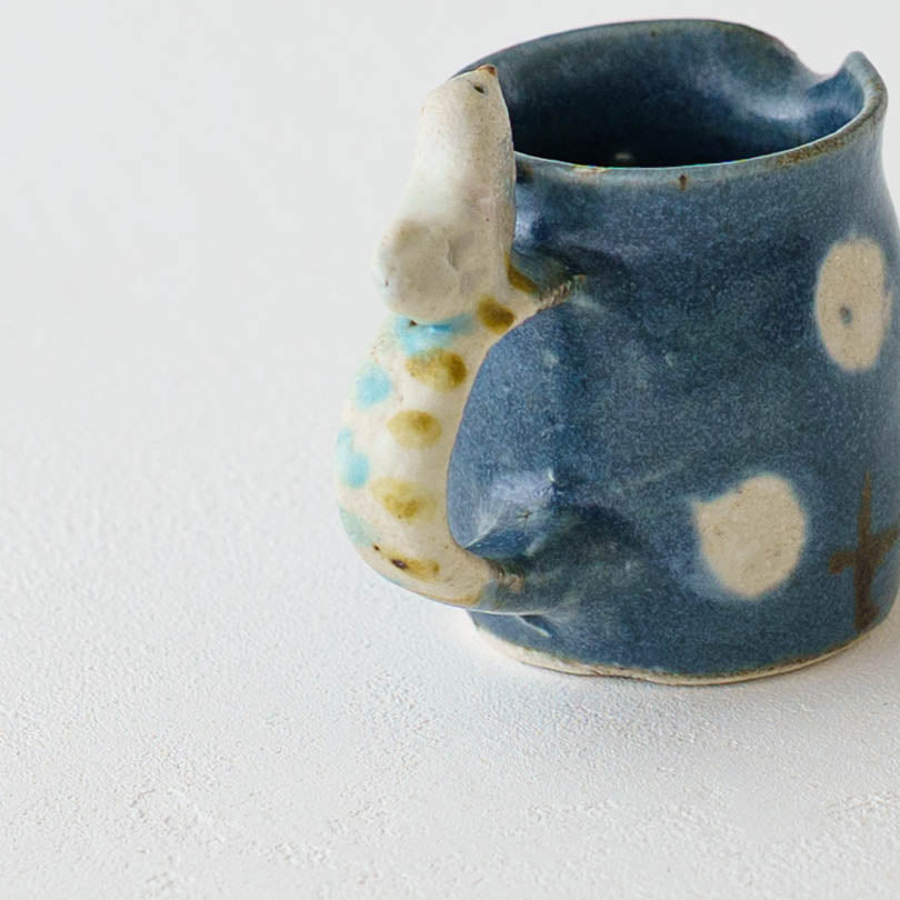 Mini pitcher bird and flower navy | Harada Haruko