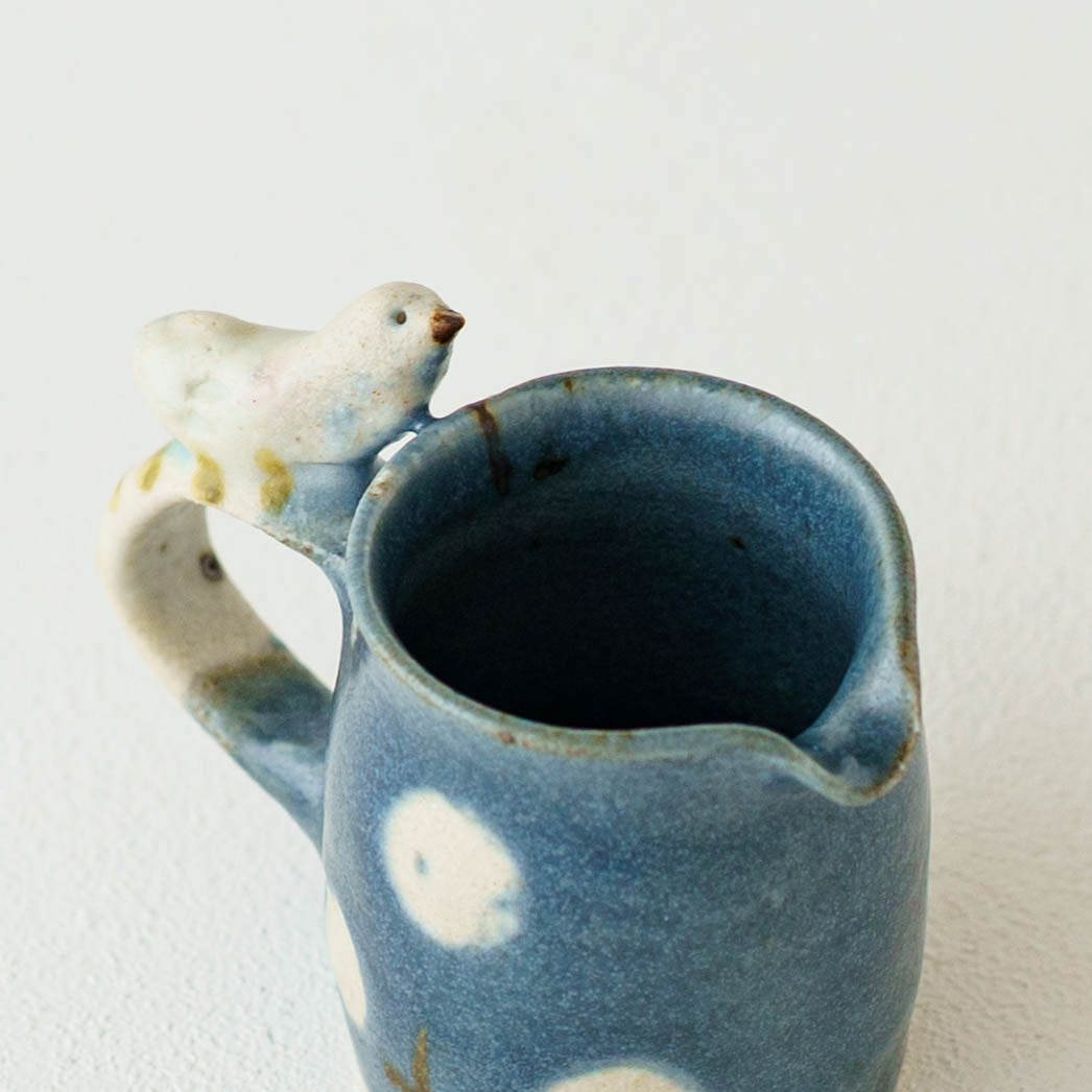 Mini pitcher bird and flower navy | Harada Haruko