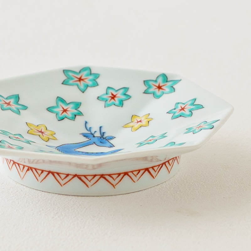 Octagonal plate deer S | Yoshida Ware