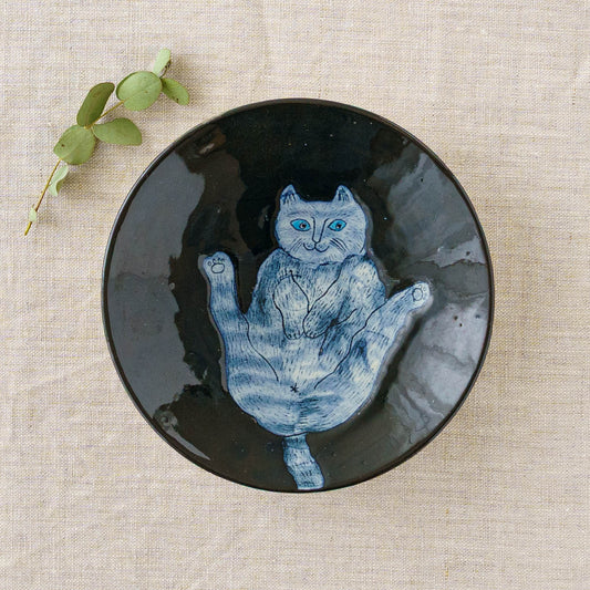 4寸皿　ねこ　E｜poetoria 種田ゆか