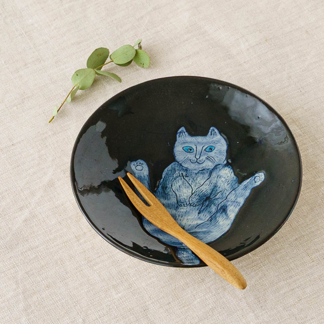4寸皿　ねこ　E｜poetoria 種田ゆか