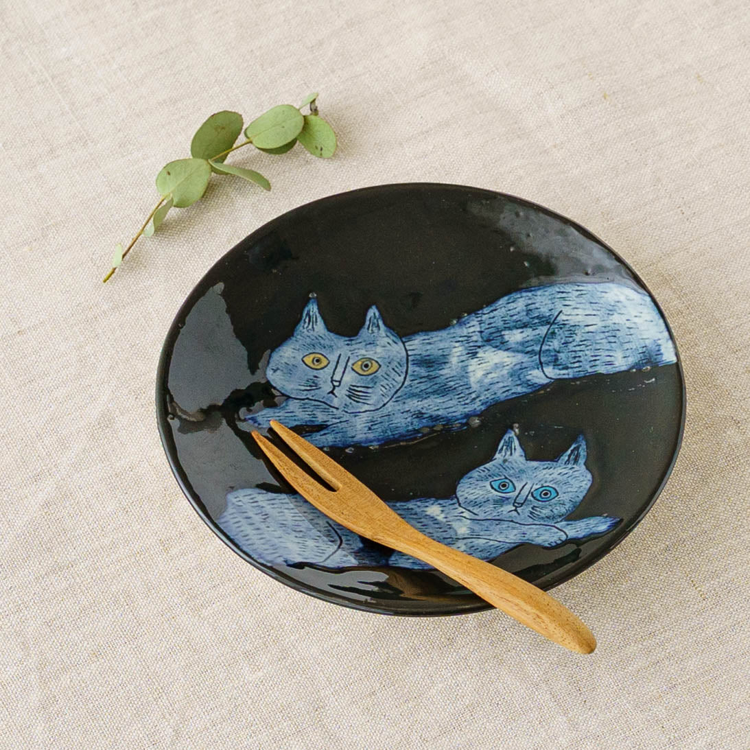 4寸皿　ねこ　C｜poetoria 種田ゆか