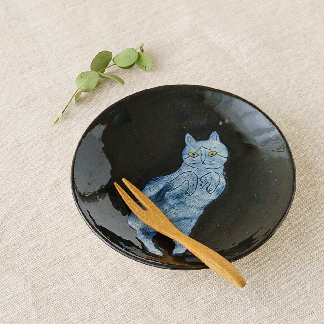 4寸皿　ねこ　A｜poetoria 種田ゆか