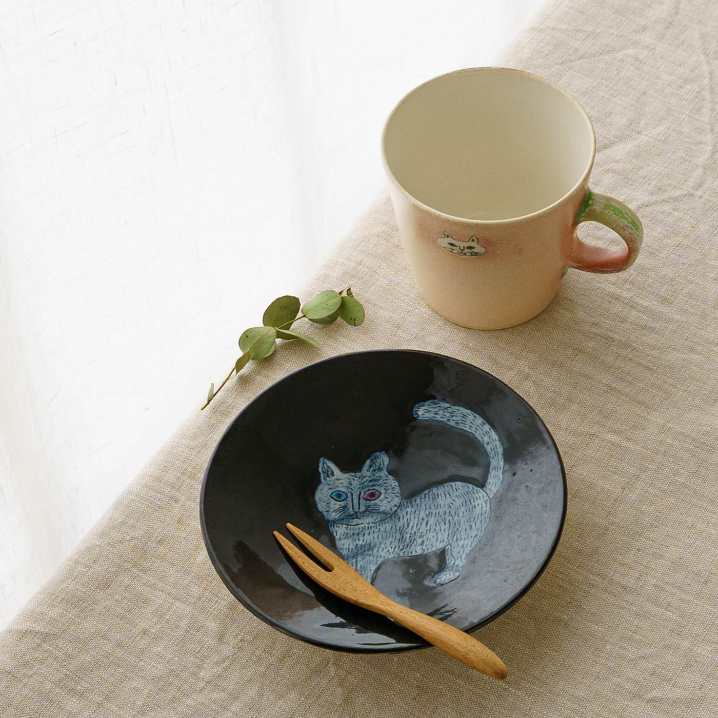 4寸皿　ねこ　D｜poetoria 種田ゆか