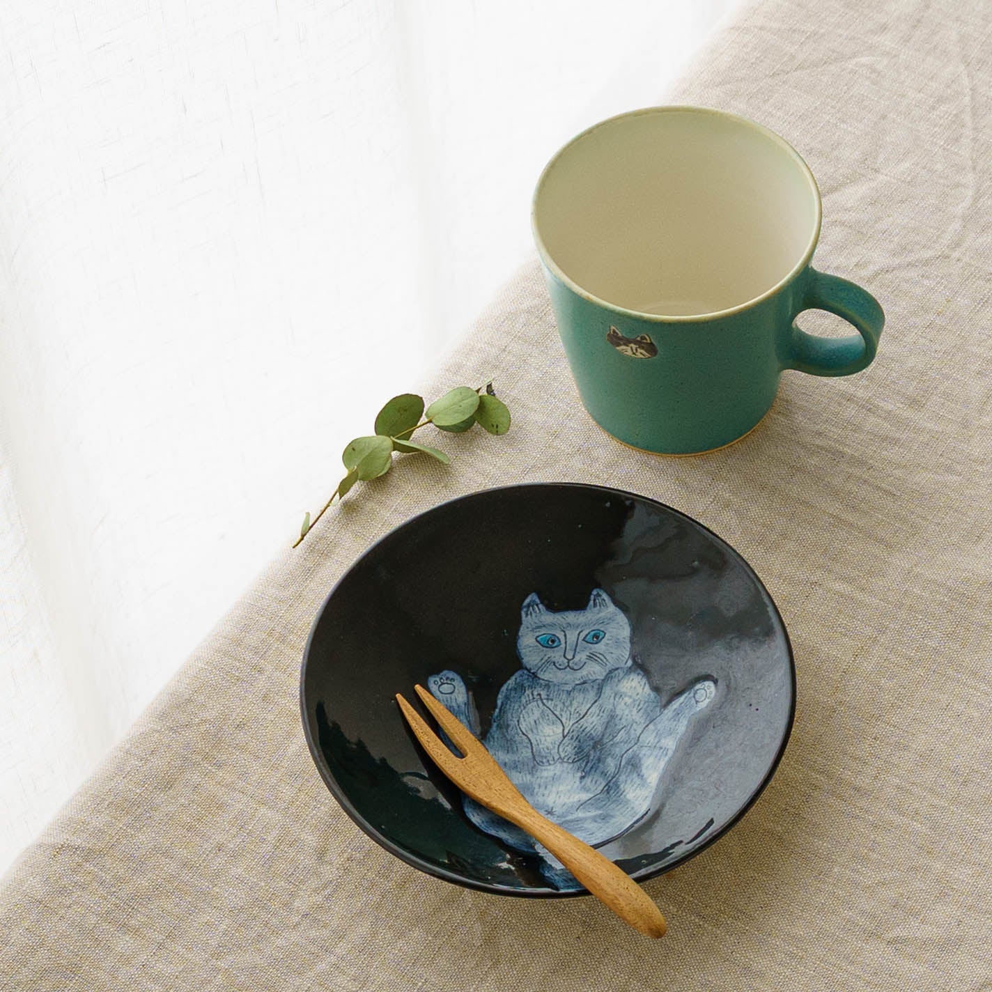 4寸皿　ねこ　E｜poetoria 種田ゆか
