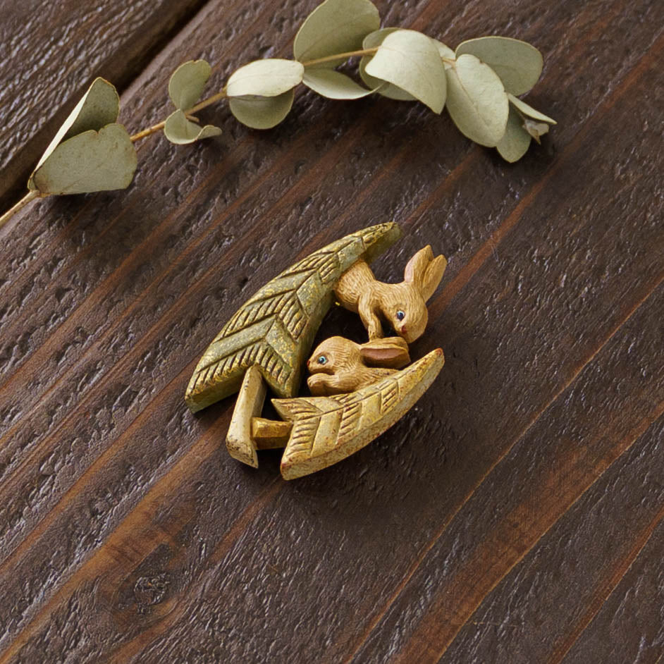 Winter Forest Rabbit Brooch | arica