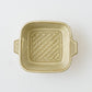Square mini gratin dish, white and green | Hiromi Oka