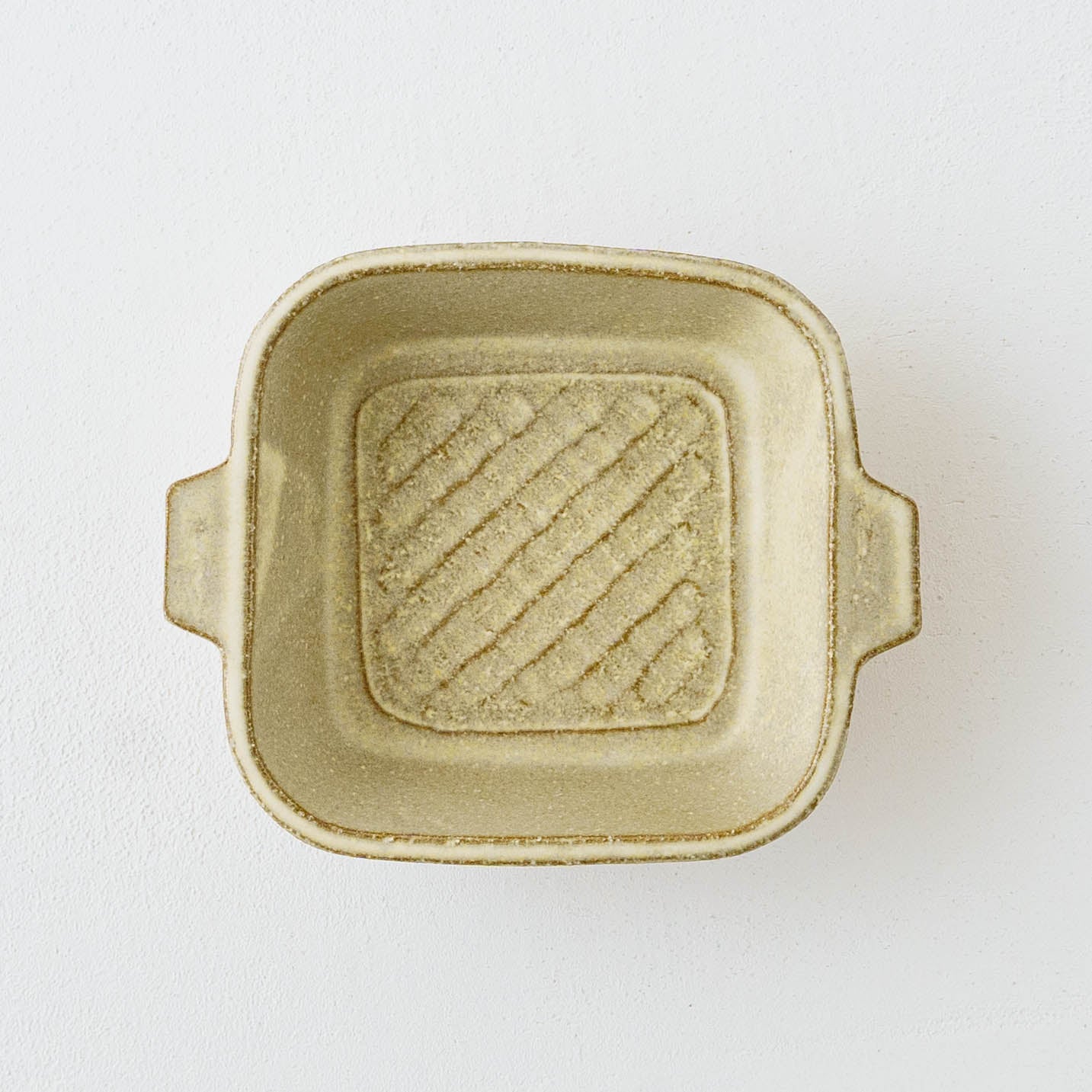 Square mini gratin dish, white and green | Hiromi Oka