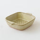 Square mini gratin dish, white and green | Hiromi Oka