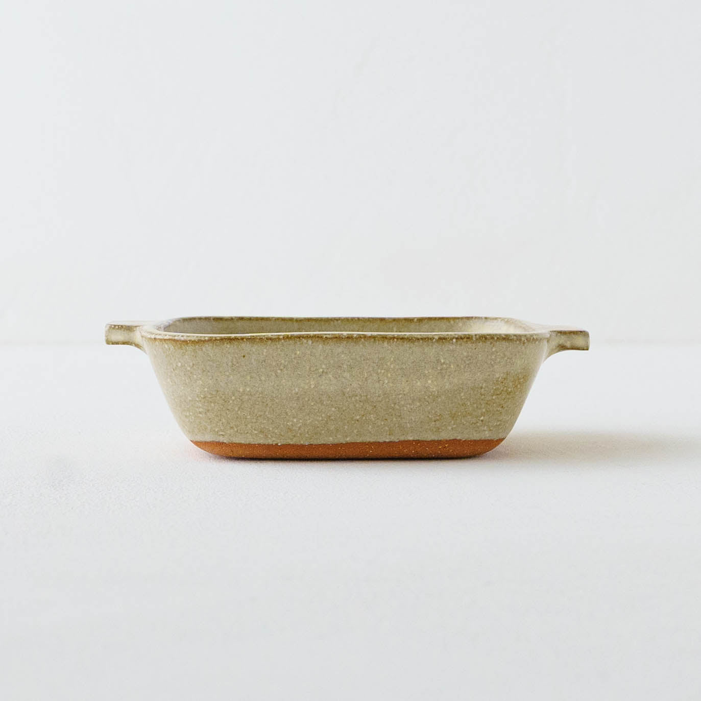 Square mini gratin dish, white and green | Hiromi Oka