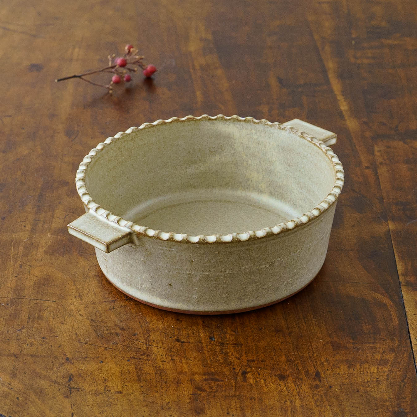 Edged Gratin Dish White/Green｜Oka Hiromi