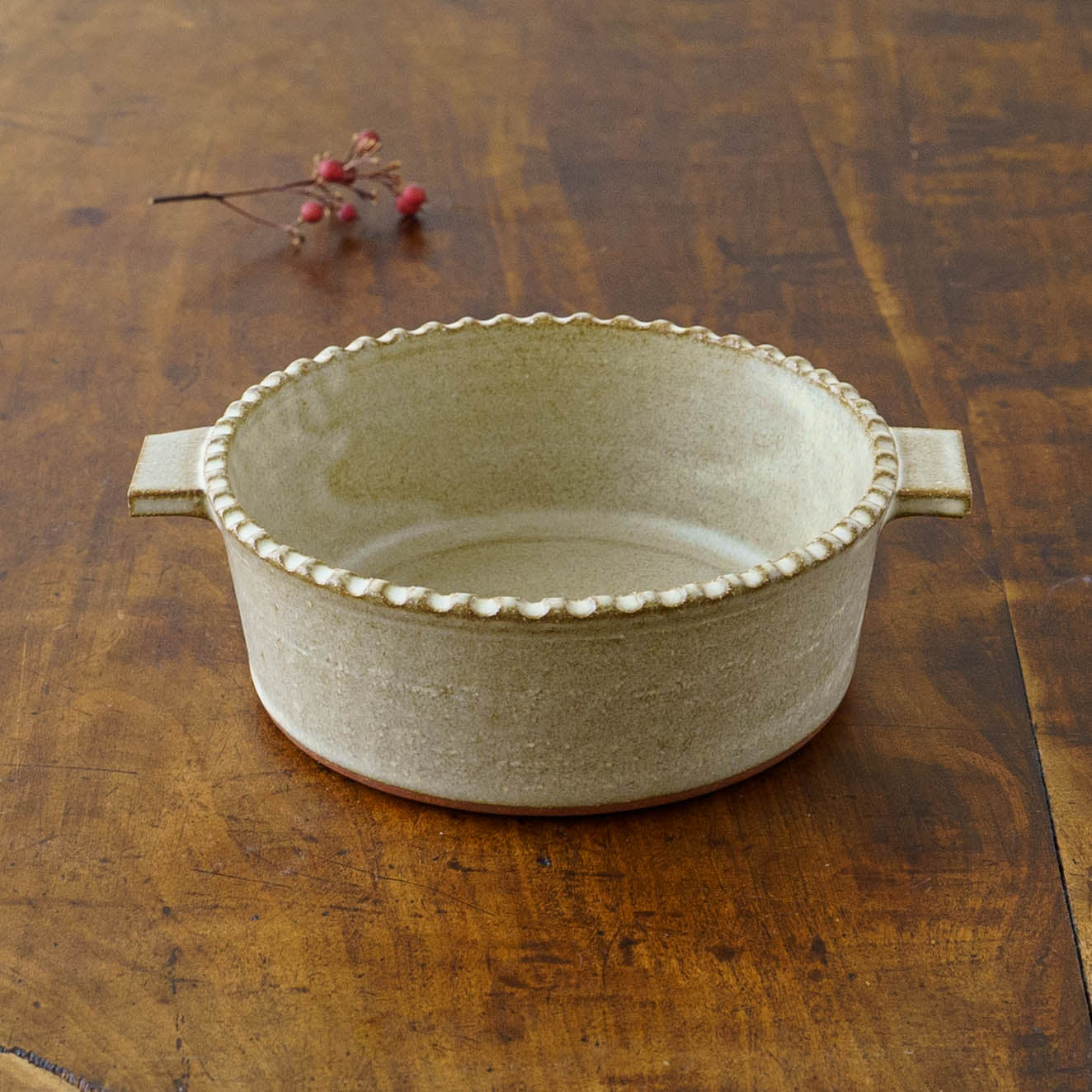 Edged Gratin Dish White/Green｜Oka Hiromi