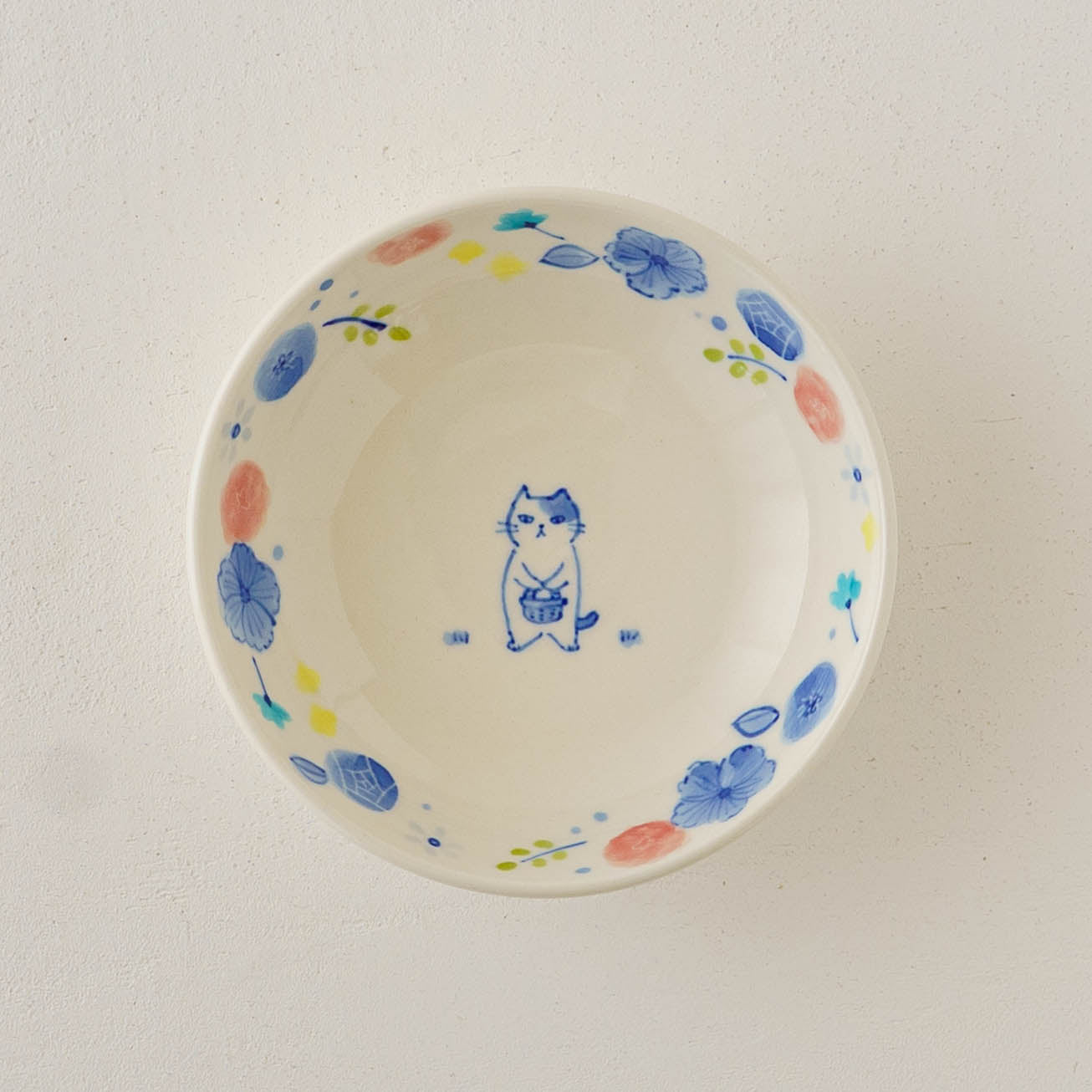 豆皿　花と猫｜喜多代京子