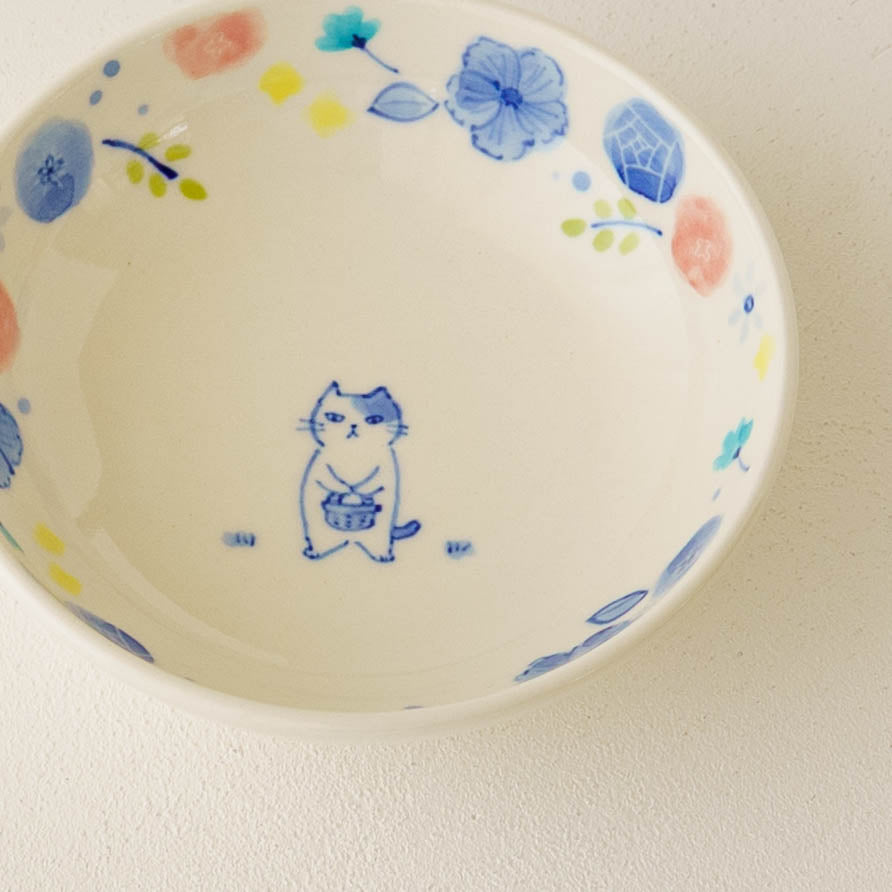 豆皿　花と猫｜喜多代京子