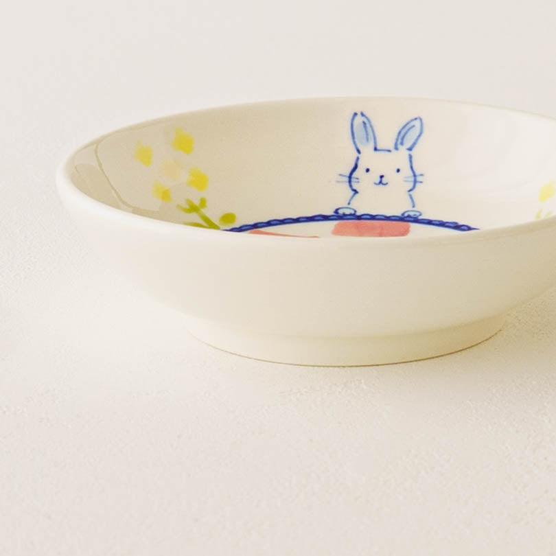 豆皿　花とうさぎ｜喜多代京子