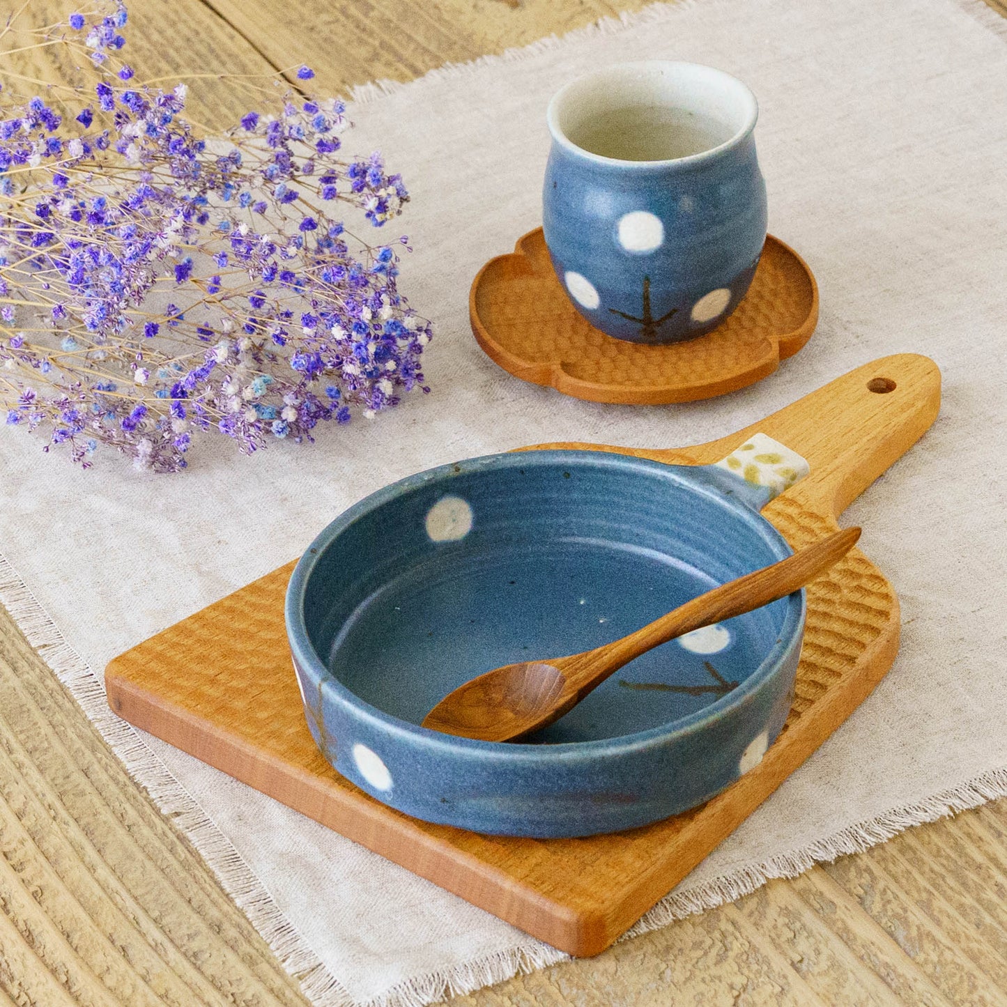 Dip Dish　中　お花　ネイビー｜原田晴子