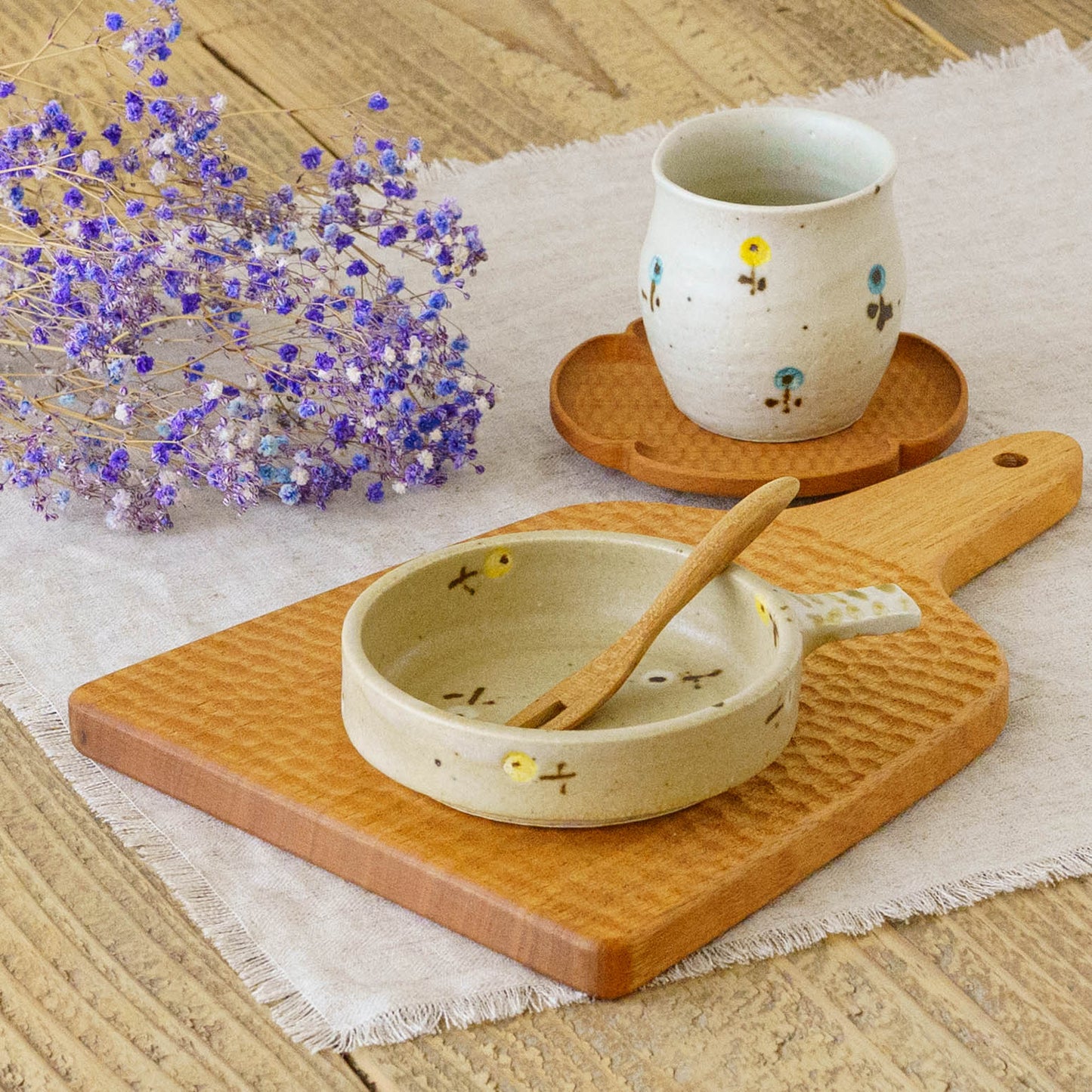 Dip Dish　小　お花　ライトブラウン｜原田晴子