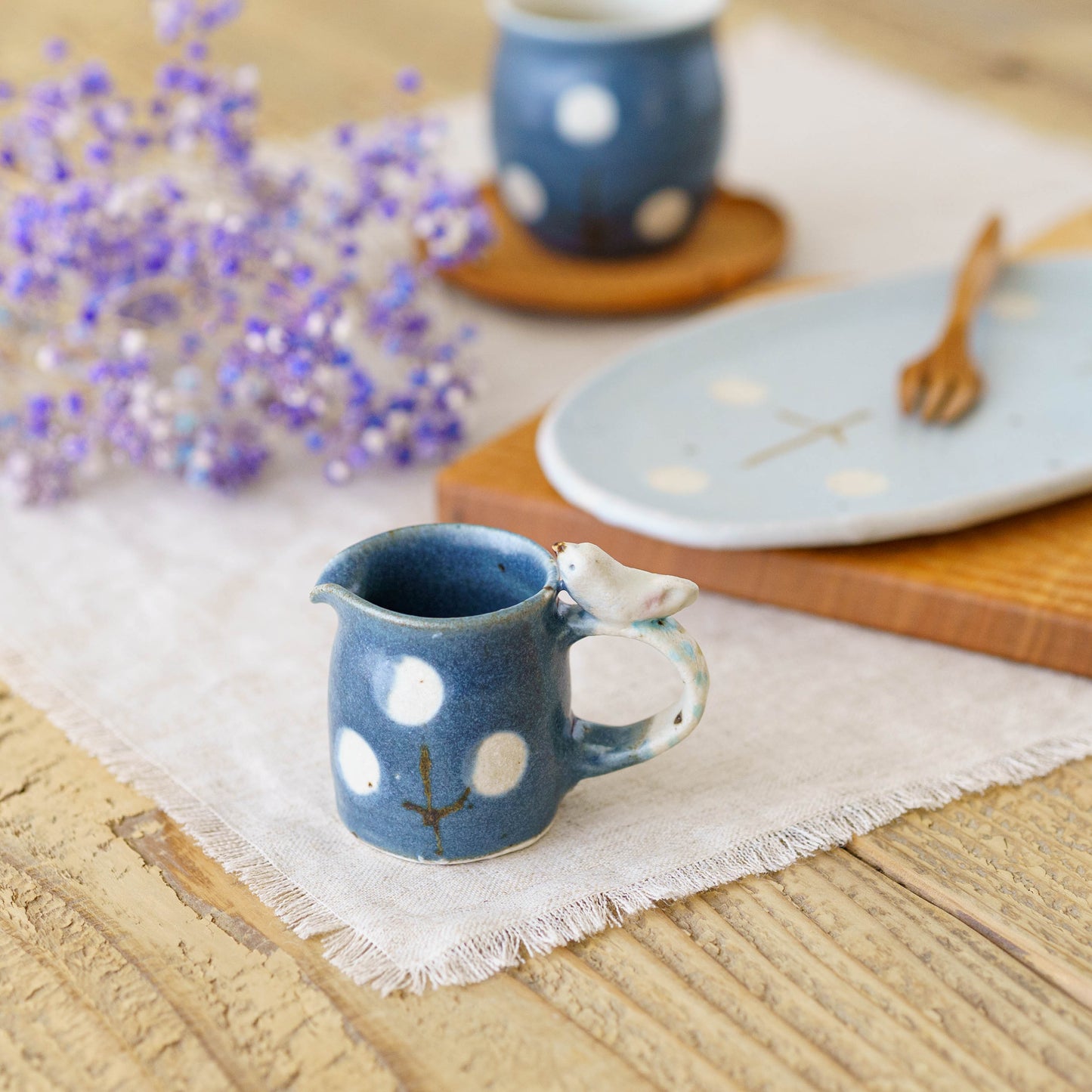 Mini pitcher bird and flower navy | Harada Haruko