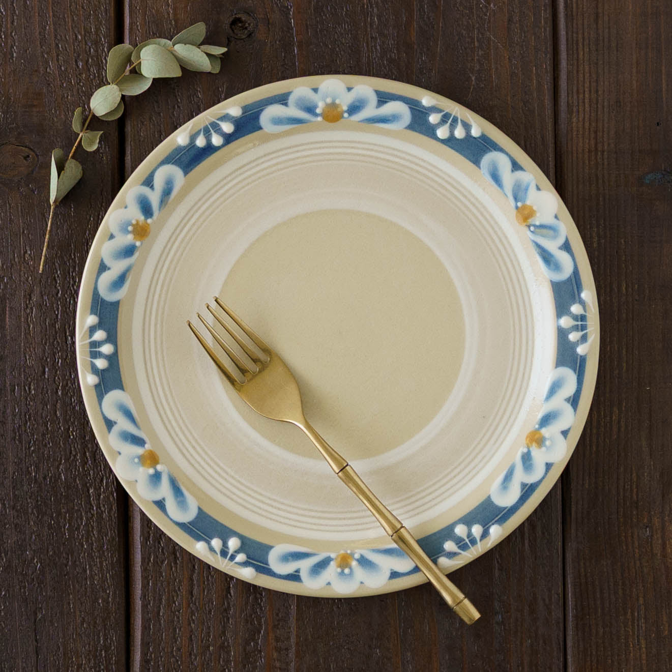 23cm plate blue | Adachino pottery