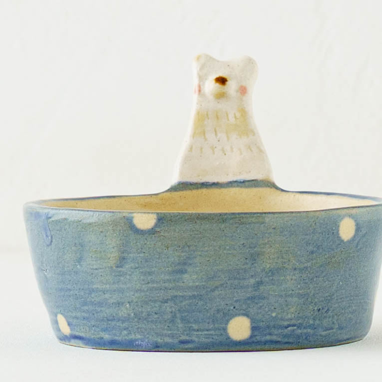 White bear  Dessert Cup Blue x Polka Dot | Kumiko Ishikawa